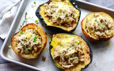 Stuffed Acorn Squash with Brown Rice and Ground Turkey